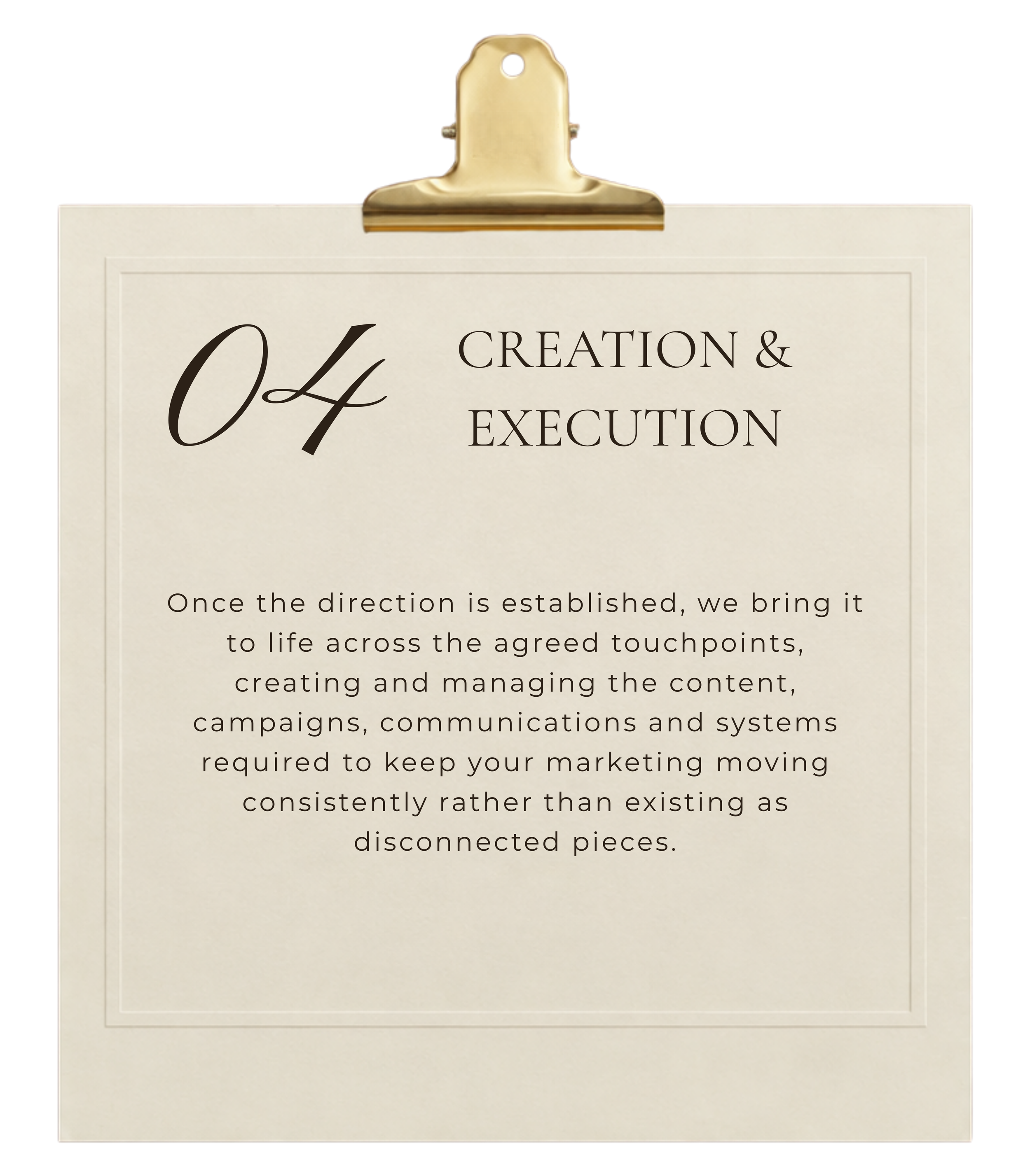 Éleva Studio process step 04 — Creation & Execution.