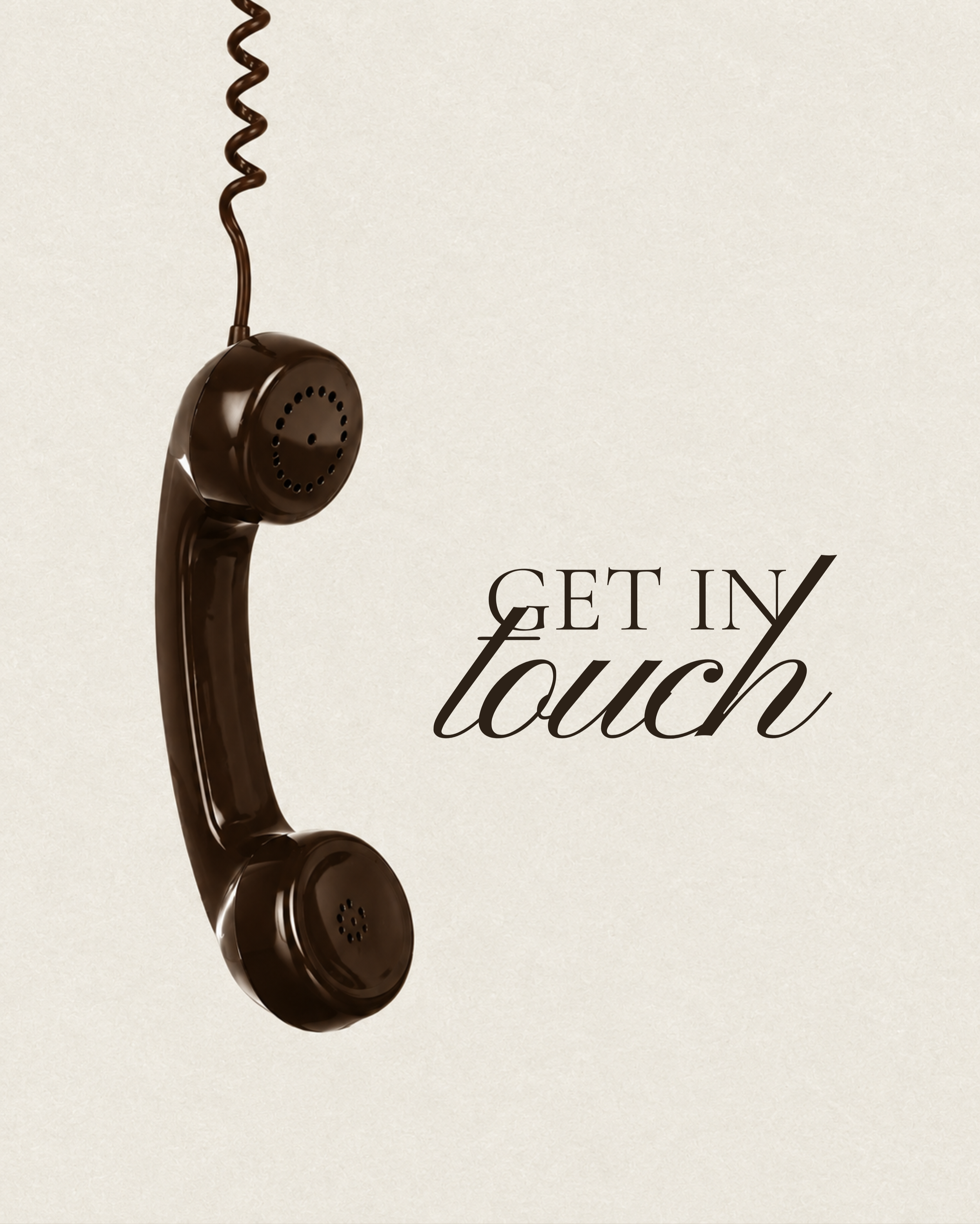 Vintage telephone graphic introducing the Éleva Studio contact and enquiry section.