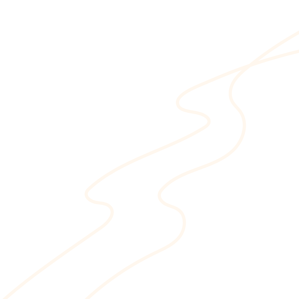 An abstract digital illustration of a winding, curvy road or river on a black background with white outlines.
