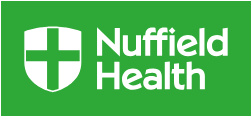 Nuffield Health logo with green background and white cross