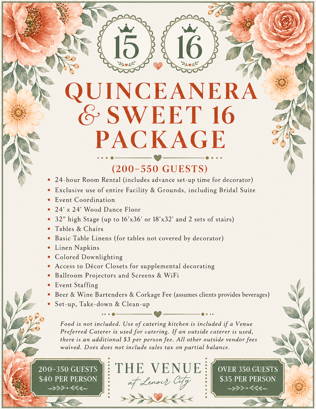 Quinceanera and sweet 16 package