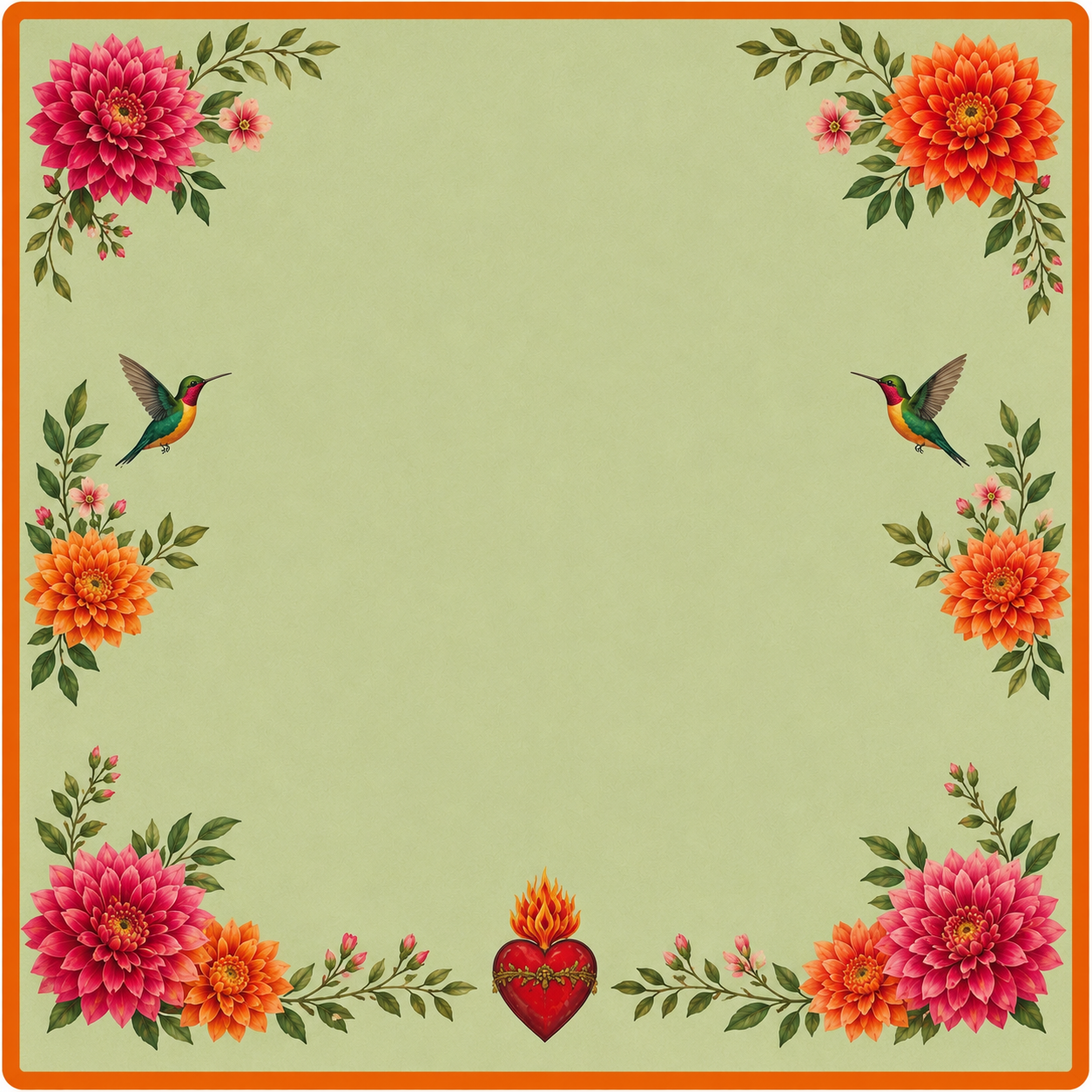 Hummingbird and Dahlia Mat Simple ***SHIPS FREE INSIDE THE CONTINENTAL US***