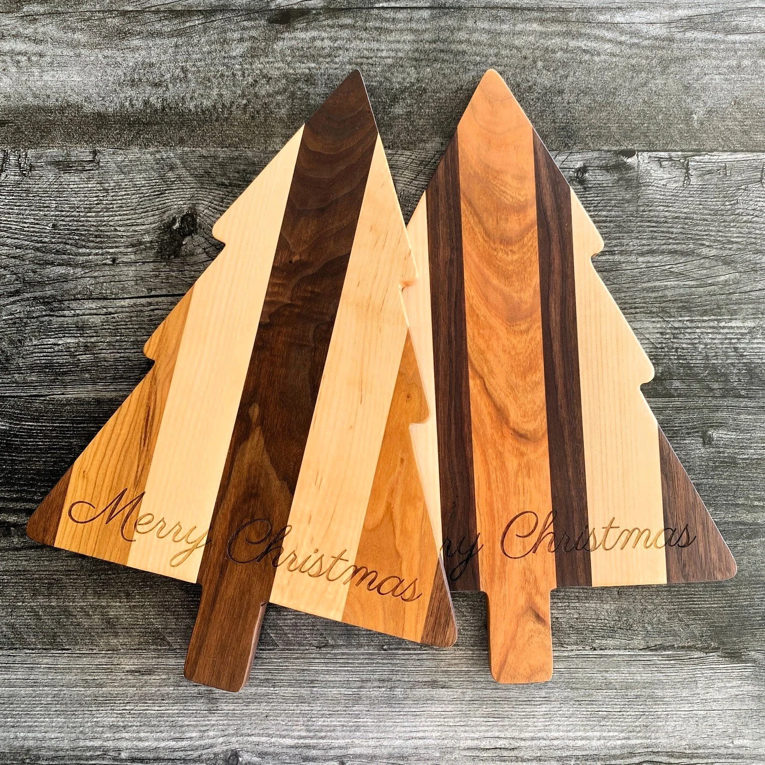 Multi-Wood Christmas Tree Serving Board
