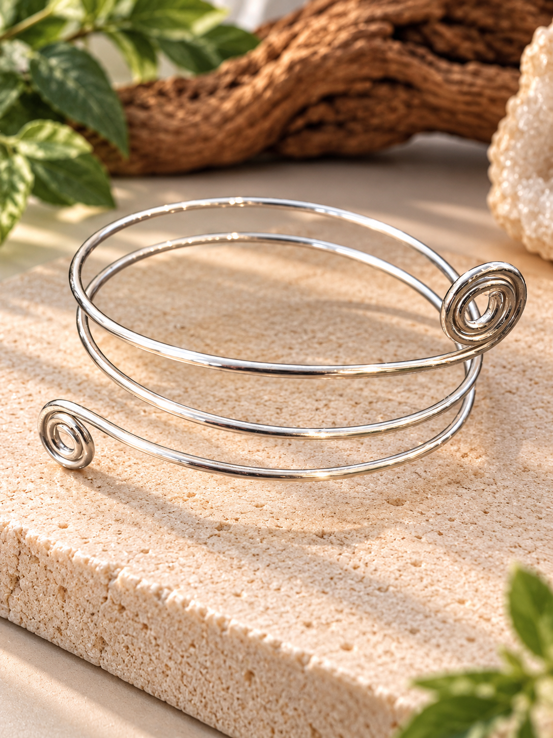 Triple Wrap Silver Spiral Arm Cuff