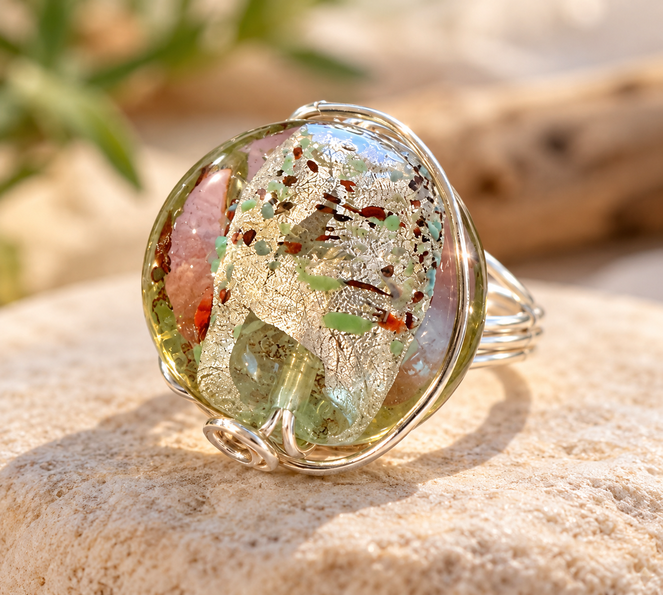 Artisan Glass Bead Ring-A one-of-a-kind piece with a little bit of magic inside. ✨