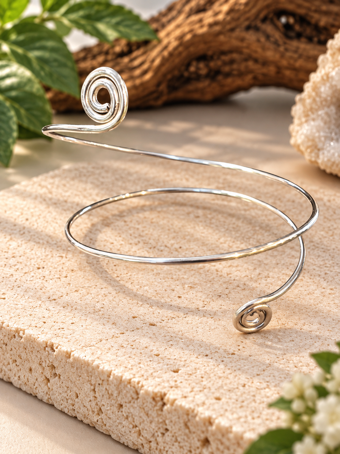 Silver Wire Wrapped Arm Cuff