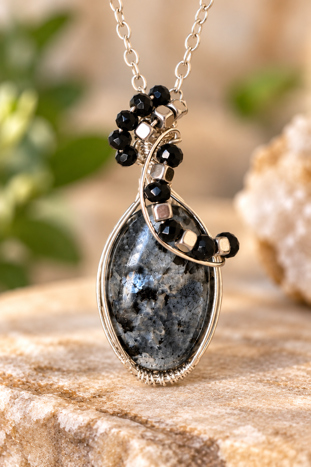 Midnight Larvikite Pendant