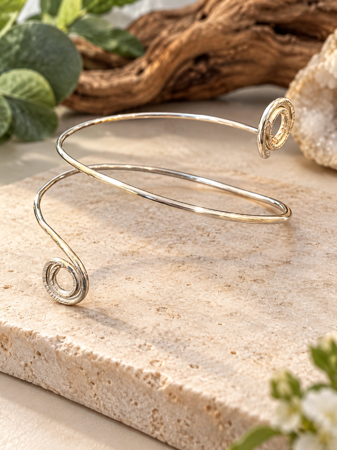 Silver Double Spiral Arm Cuff