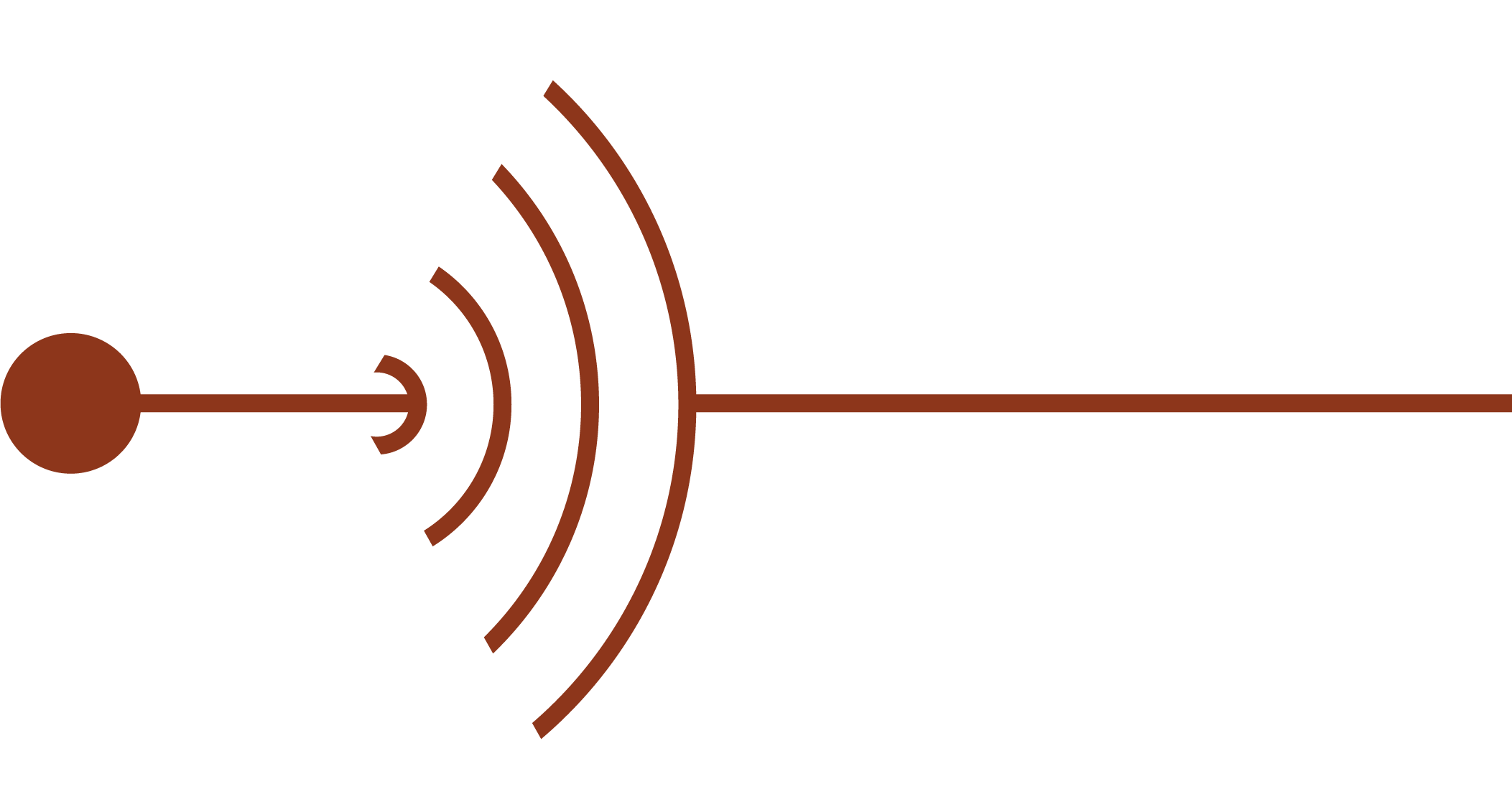 Diagram showing a radar emitting waves that bounce back from an object to detect its distance.