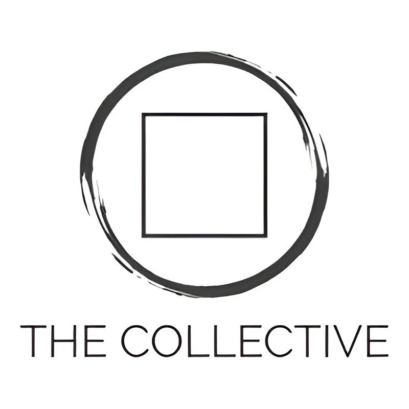 Logo with a black circle and a square inside, with the text 'THE COLLECTIVE' below.