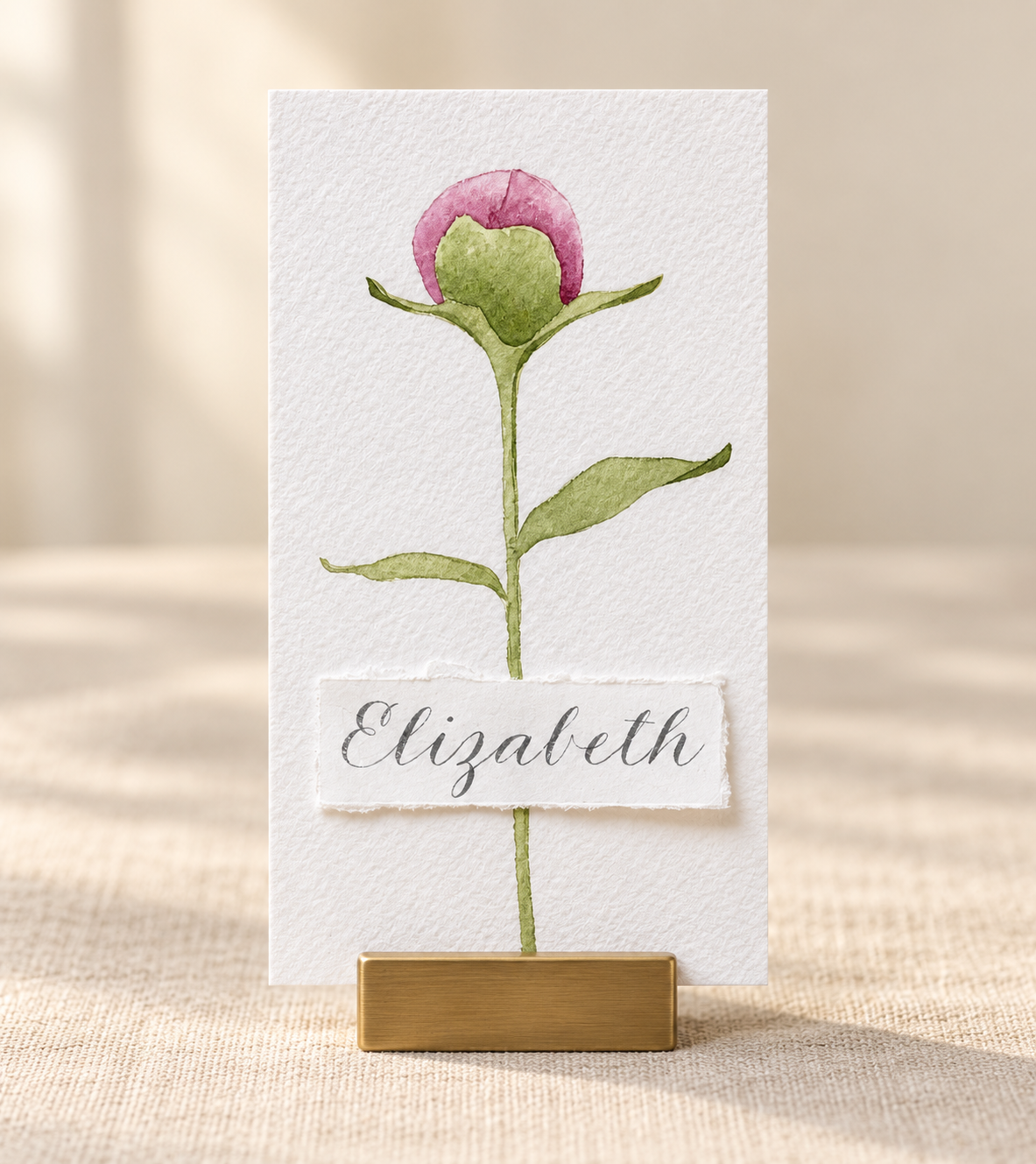 Peony Watercolor Place Card