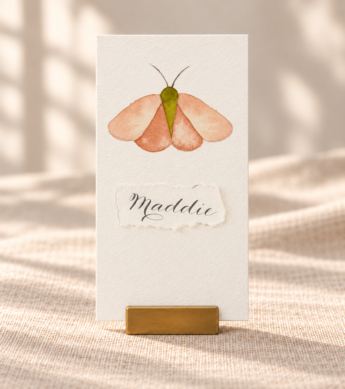Luna Moth Place Card Hand Painted for Birthdays, Weddings, Kids Parties