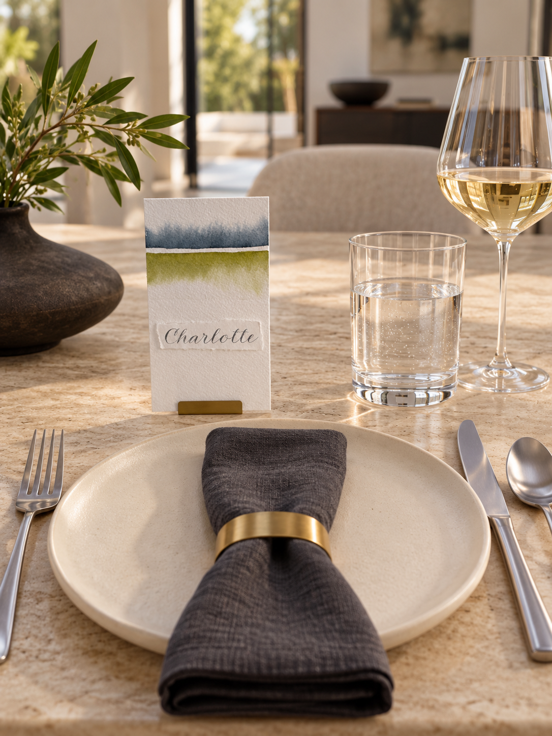 Modern Stripe Place Card Wedding