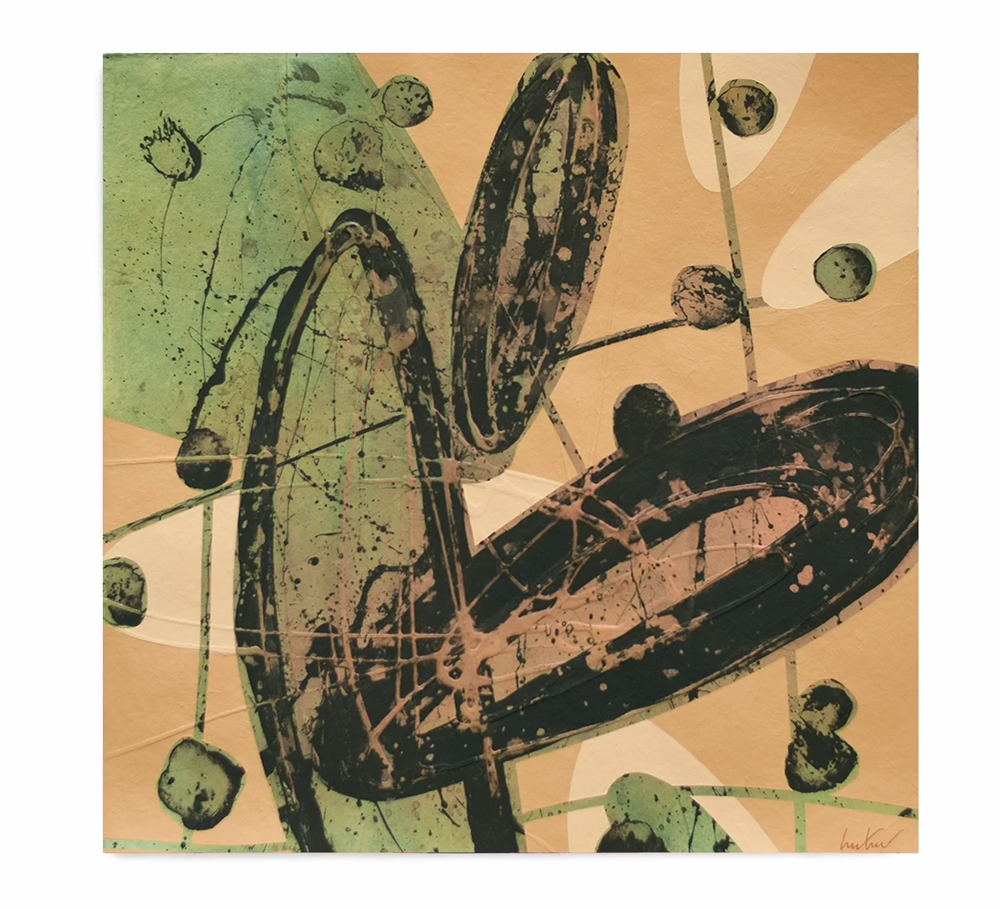 Complicities I, 2026, Synaesthesia series, Mixed media on cotton paper 40 × 40 cm