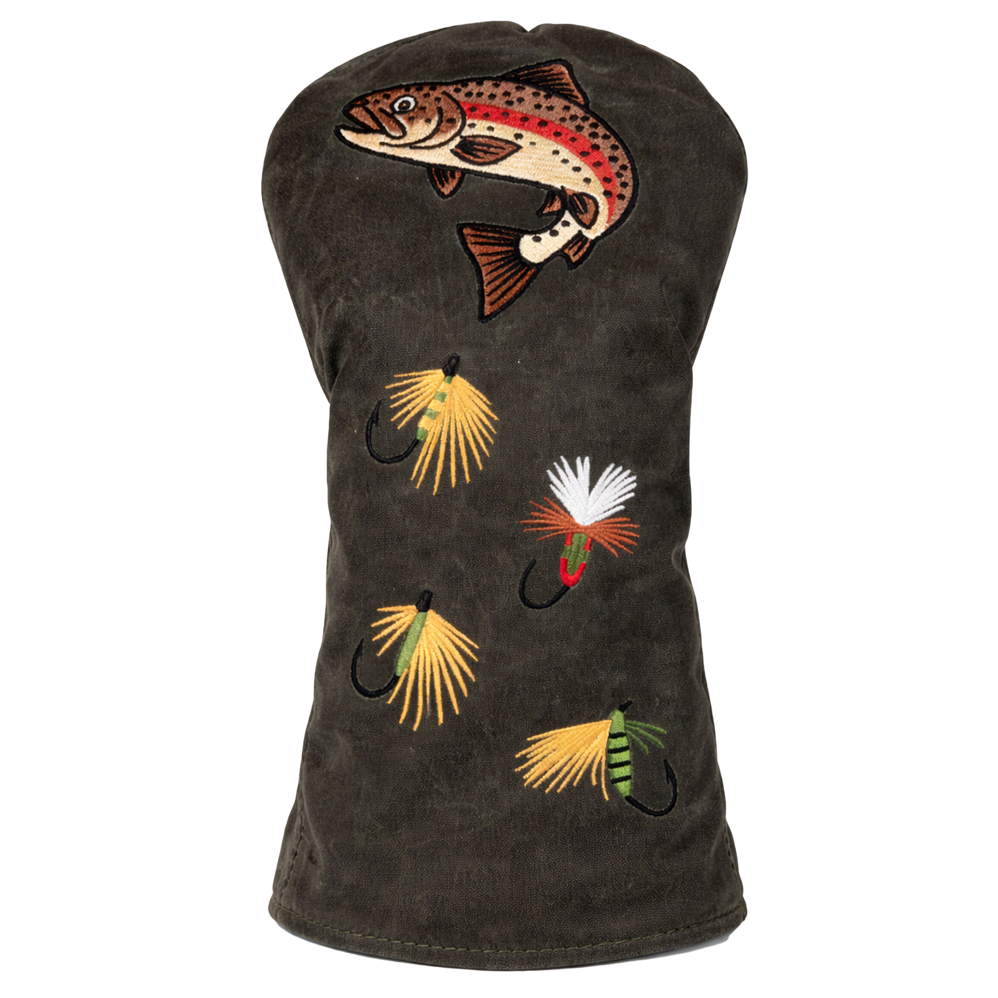 Trout Fishing Driver Cover on Premium Waxed Canvas