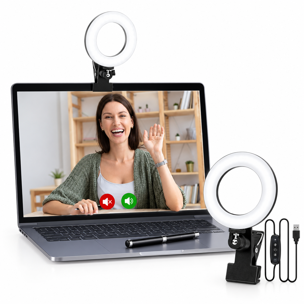 Cyezcor 6-Inch USB LED Ring Light for Laptops
