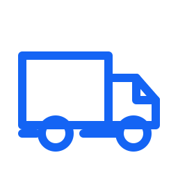Blue outline of a delivery truck icon