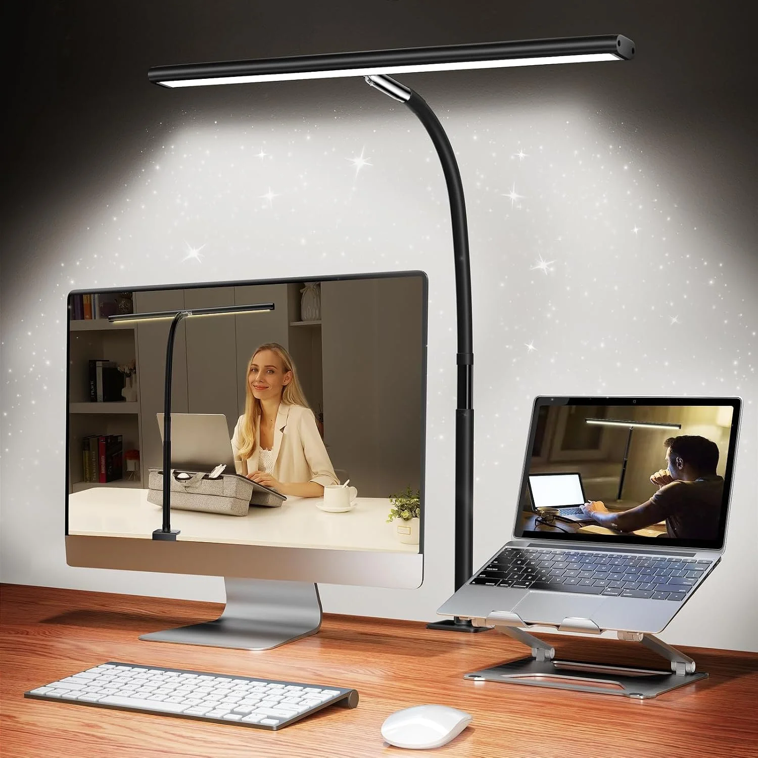 Airlonv 17-Inch LED Desk Lamp with Clamp – Black
