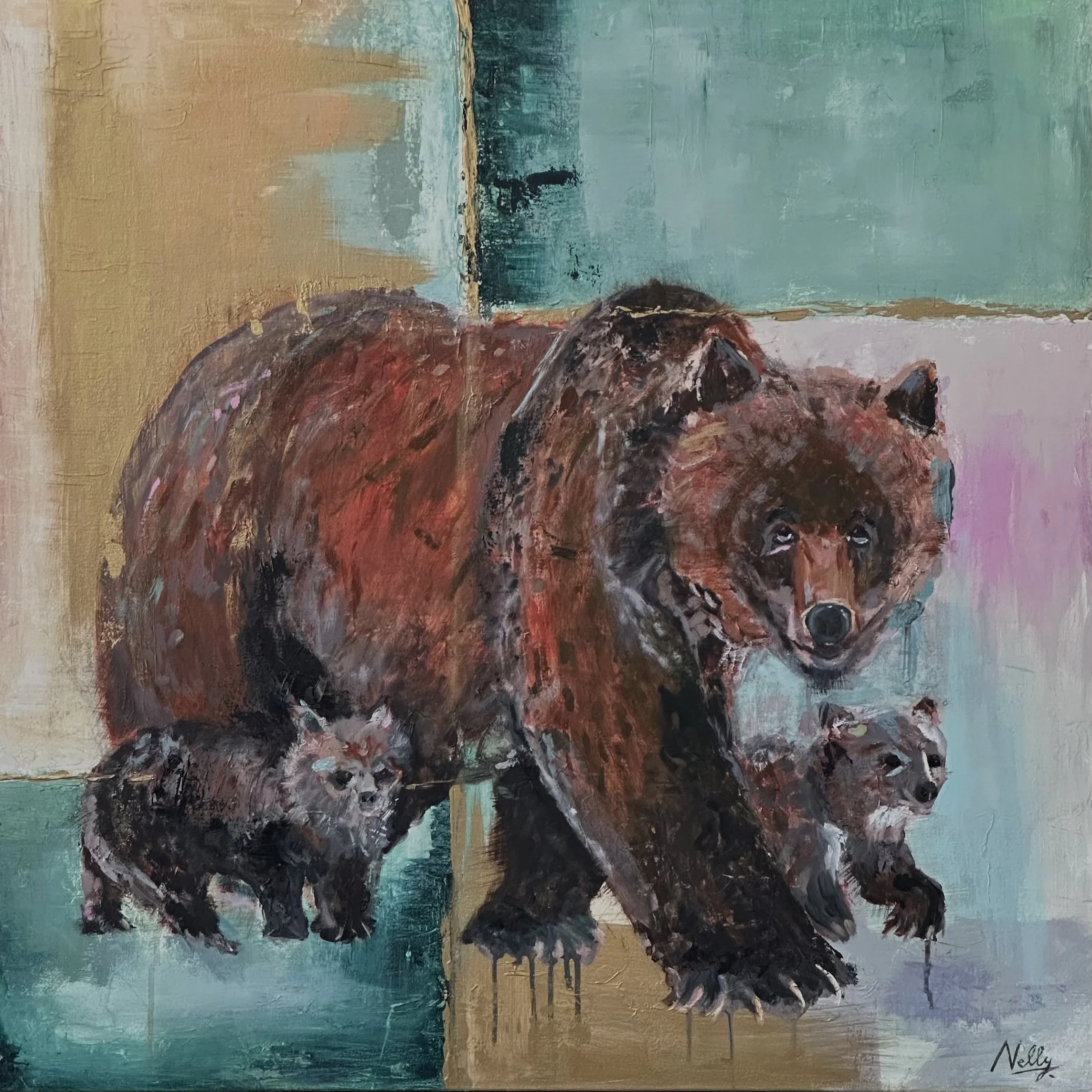 Mama Grizzly and Cubs