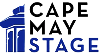Cape May Stage logo with stylized blue stage and columns