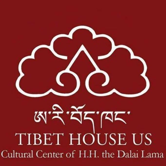 Logo for Tibet House US featuring a stylized cloud and mountain design, with Tibetan script above the text 'Tibet House US' and a subtitle 'Cultural Center of H.H. the Dalai Lama'.