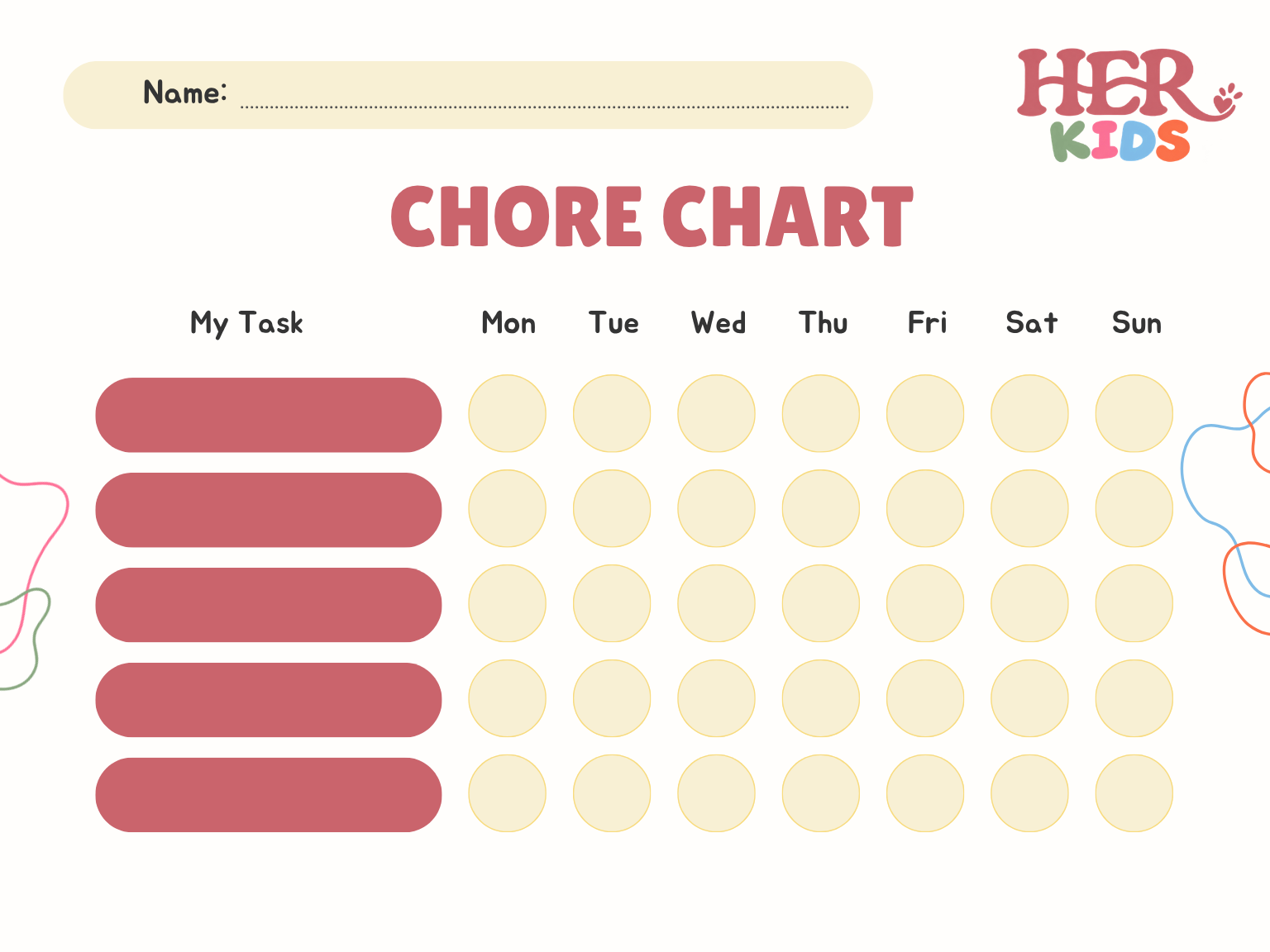 HER Kids Chore Chart