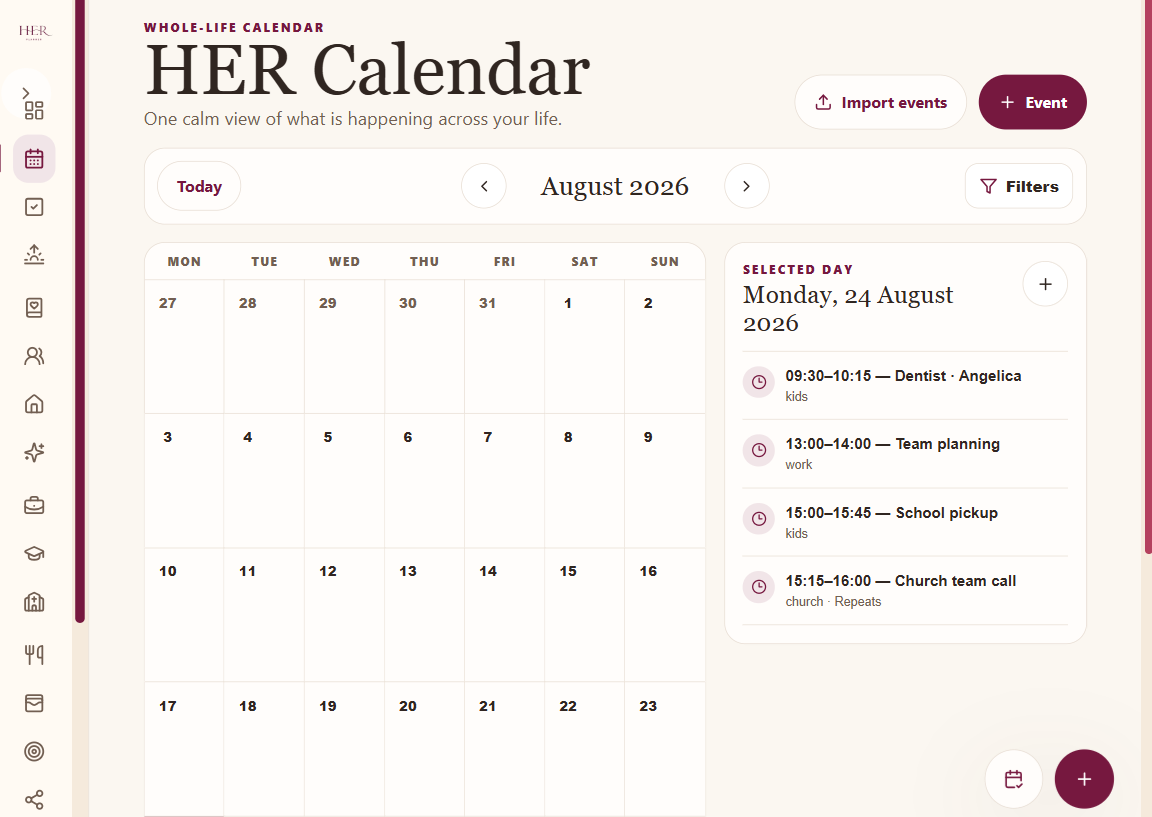SEE WORK, CHILDREN, APPOINTMENTS, CHURCH AND FAMILY LIFE TOGETHER.