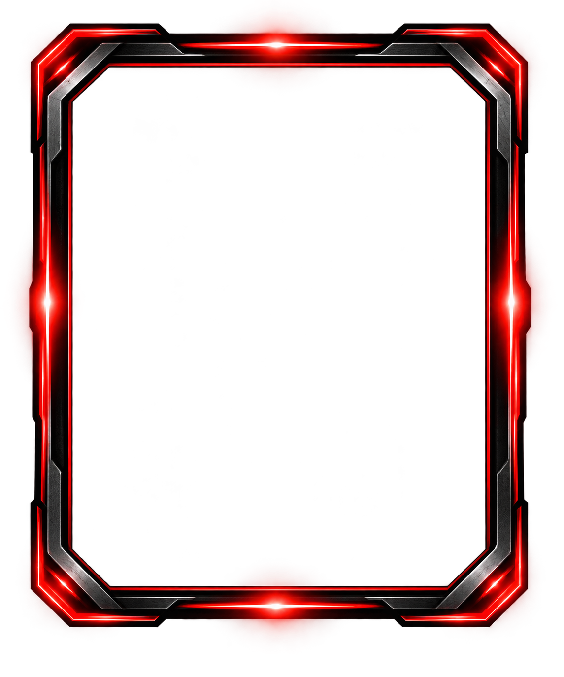 Red-and-black illuminated card display frame.