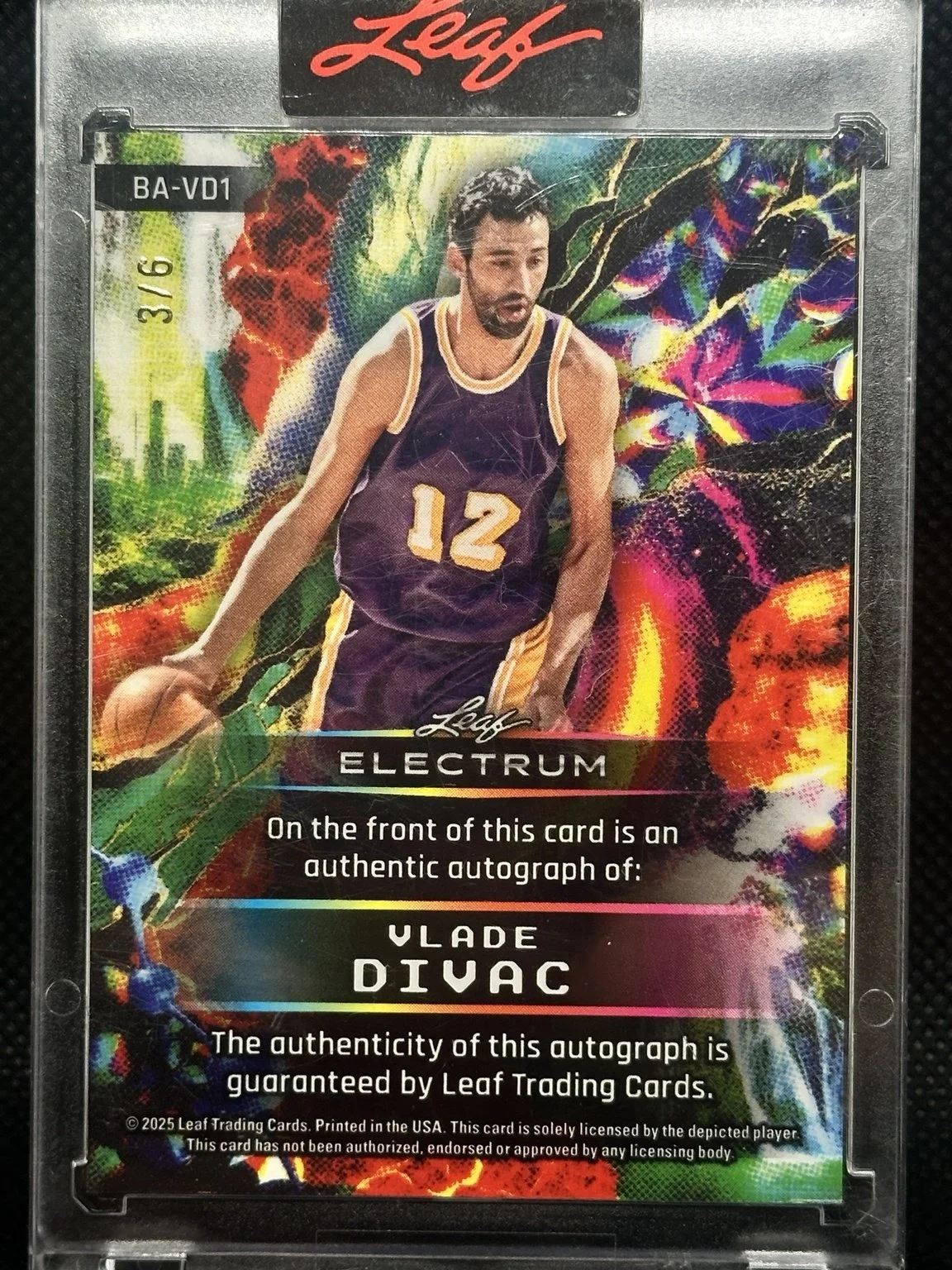 Vlade Divac - 2025 Leaf Electrum Base Auto Platinum #BA-VD1 - 3/6