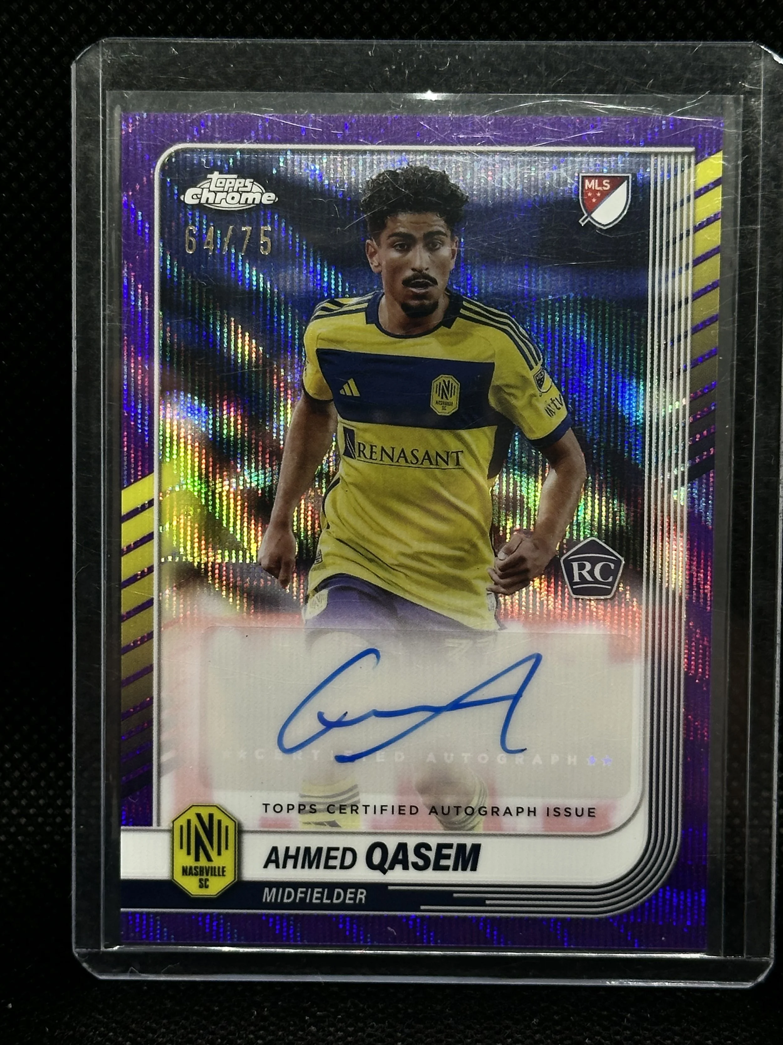 2025 Topps Chrome MLS Ahmed Qasem Purple Refractor Autograph #CA-AQ 64/75