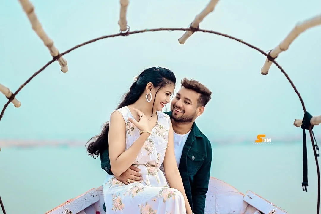A cinematic pre-wedding photoshoot capturing the couple’s beautiful connection through creative compositions, natural expressions and timeless frames.