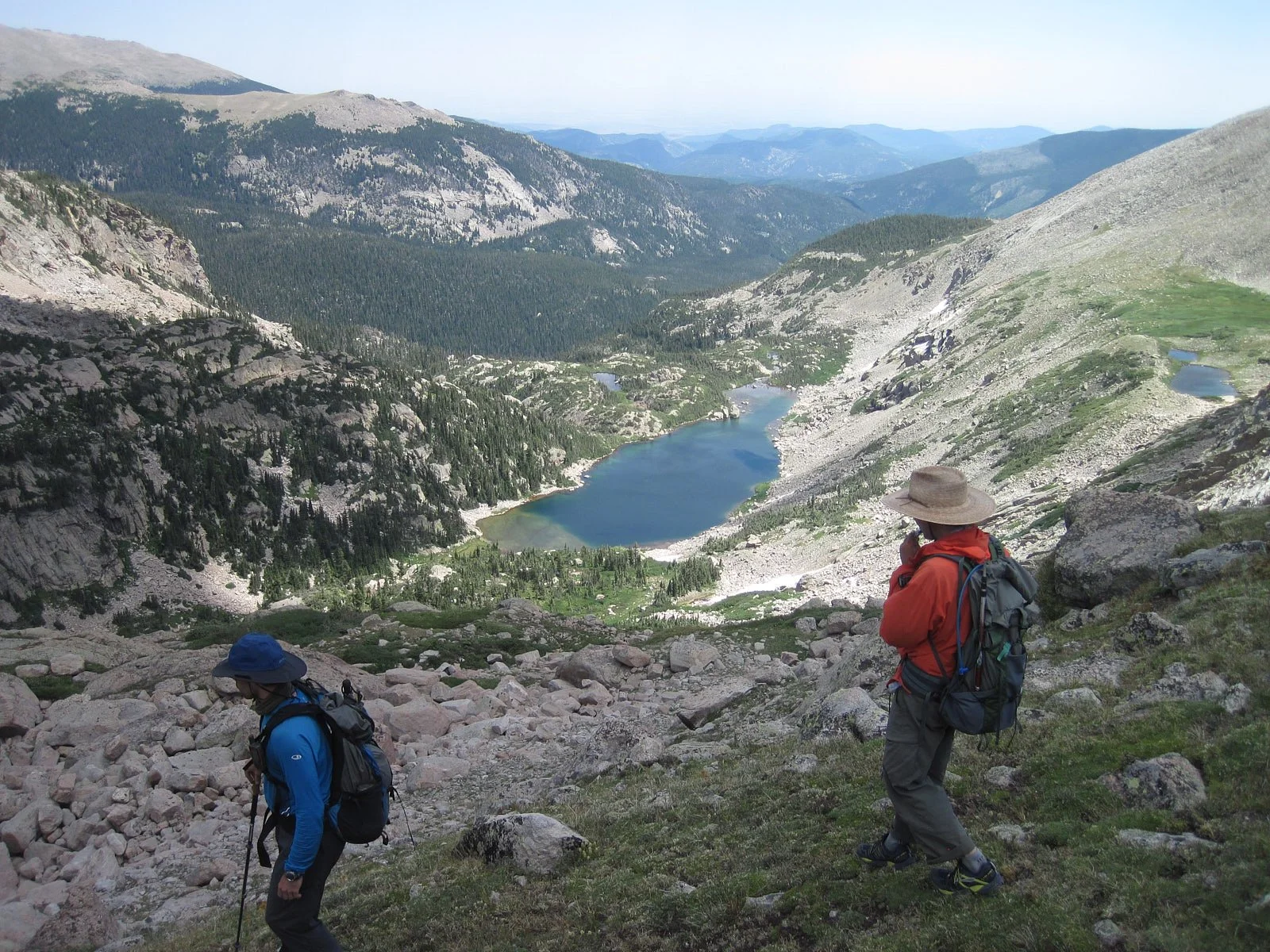 Leaving Andrews Glacier and descending toward Eagle Lake, ROMO. Doug Ingerly (left) and Todd Anderson.