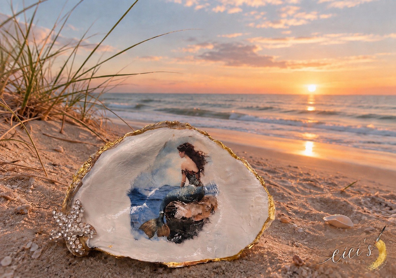 Hand Painted Coastal Oyster Shell