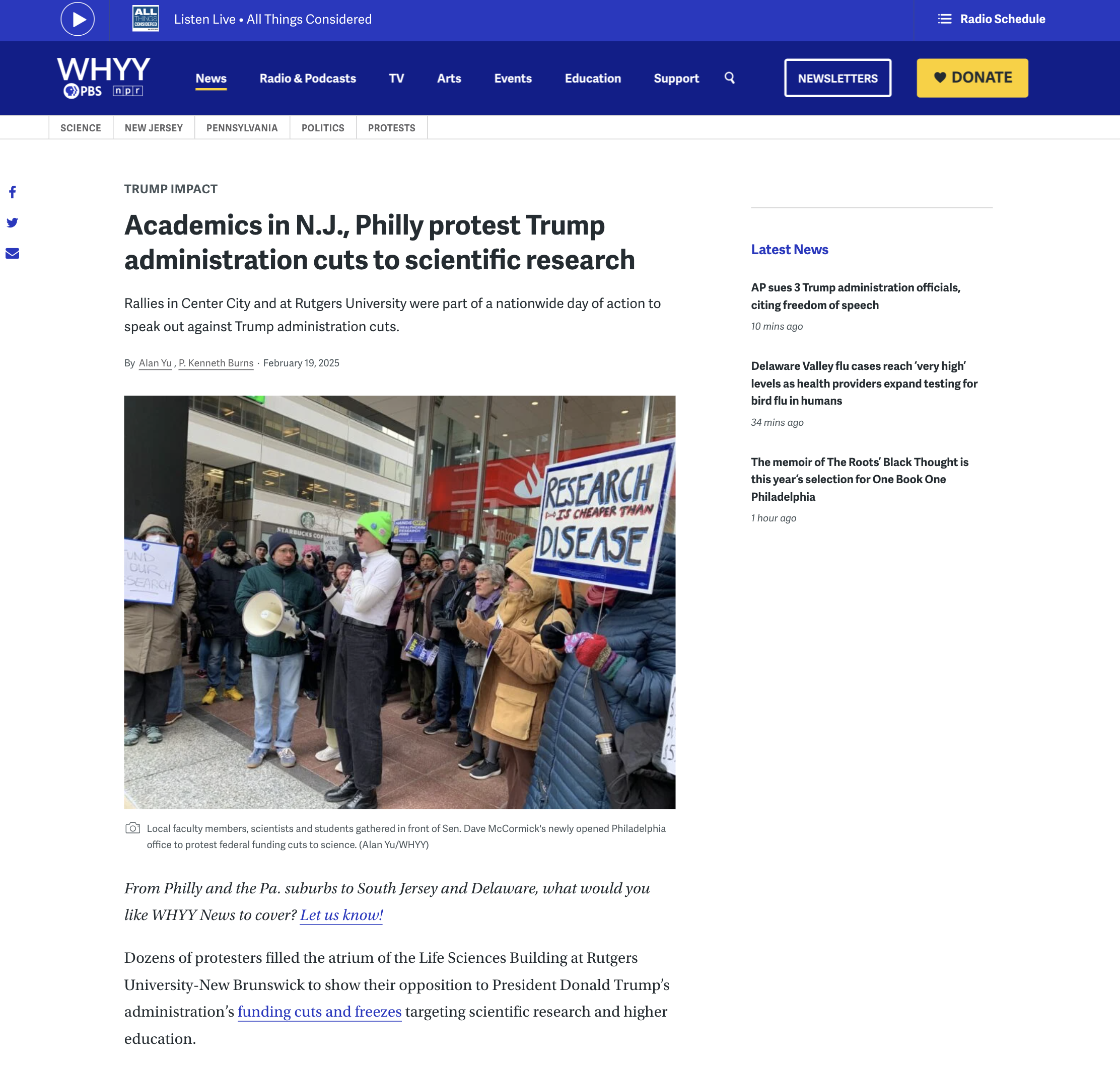 Academics in N.J., Philly protest Trump administration cuts to scientific research