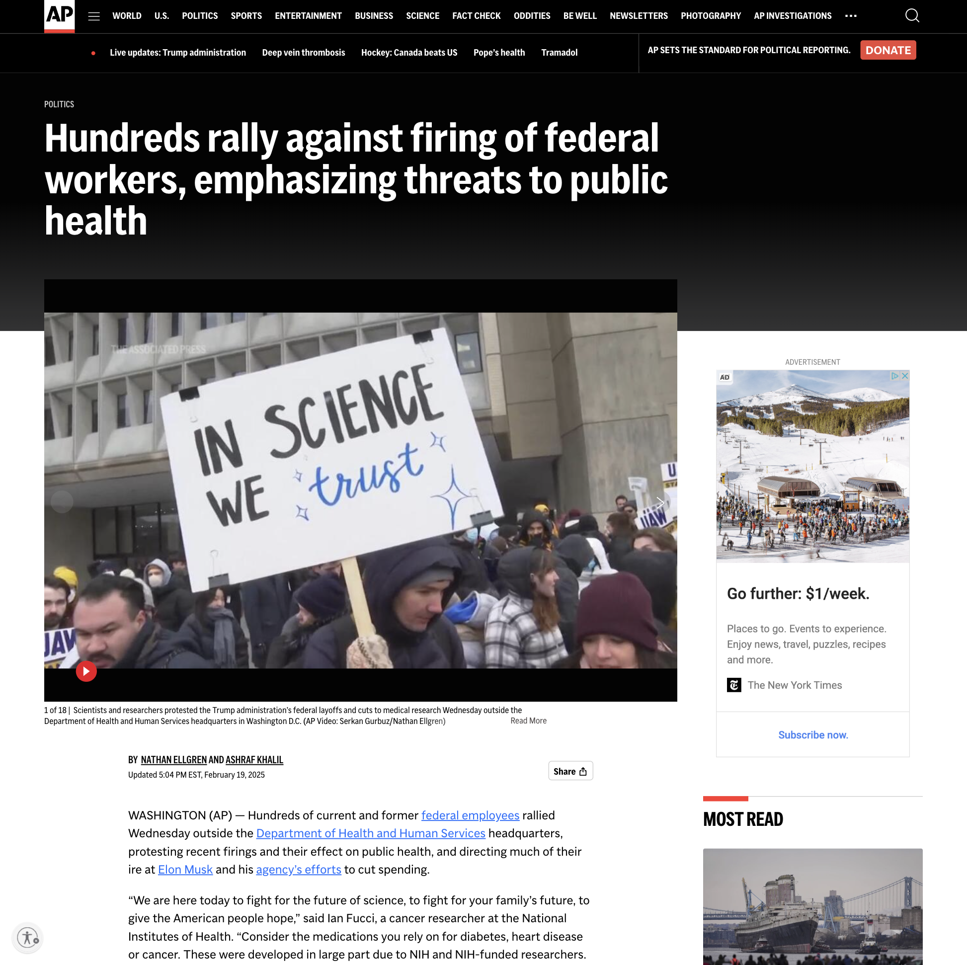 Hundreds rally against firing of federal workers, emphasizing threats to public health
