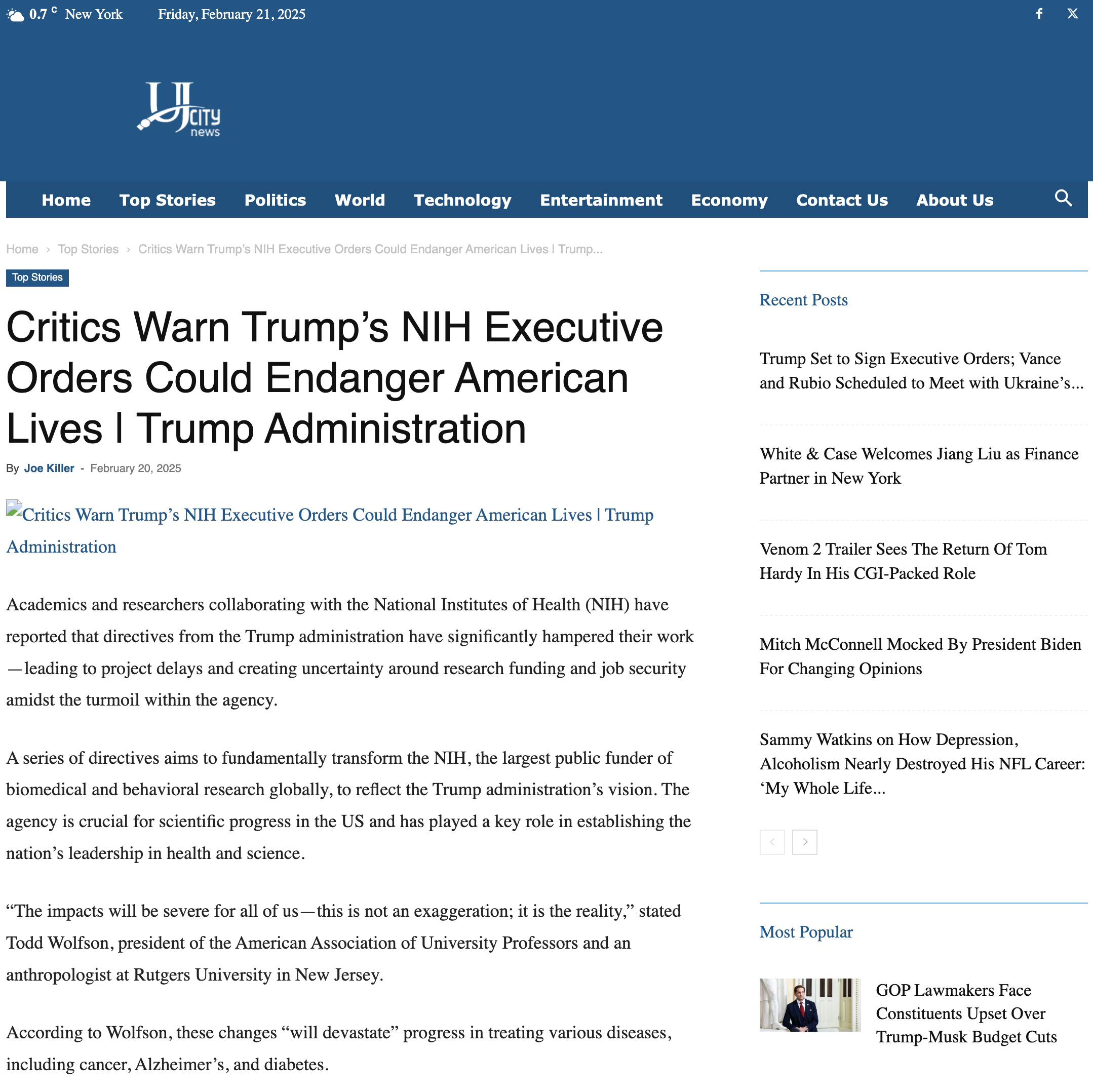 Critics Warn Trump’s NIH Executive Orders Could Endanger American Lives | Trump Administration