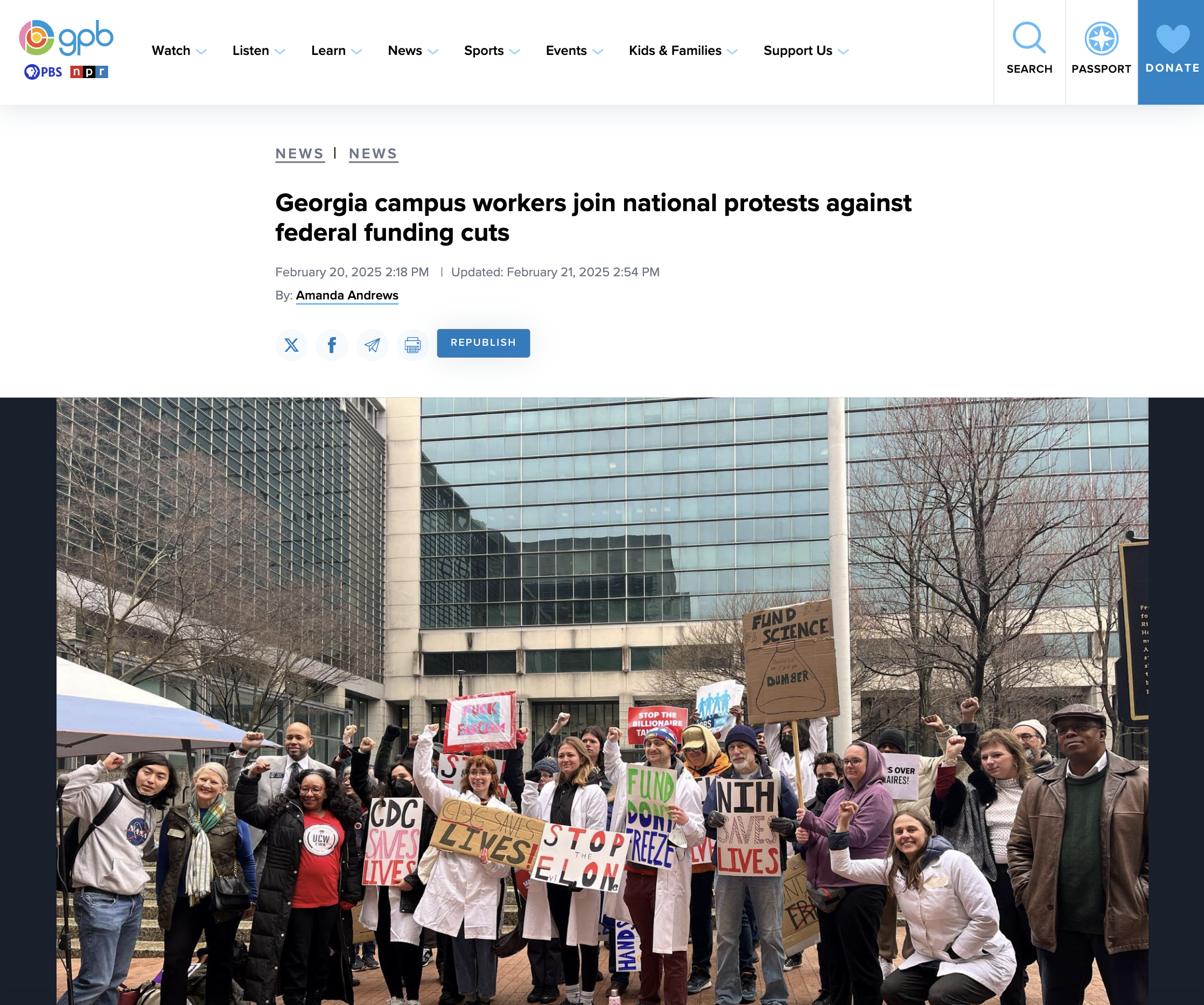 Georgia campus workers join national protests against federal funding cuts