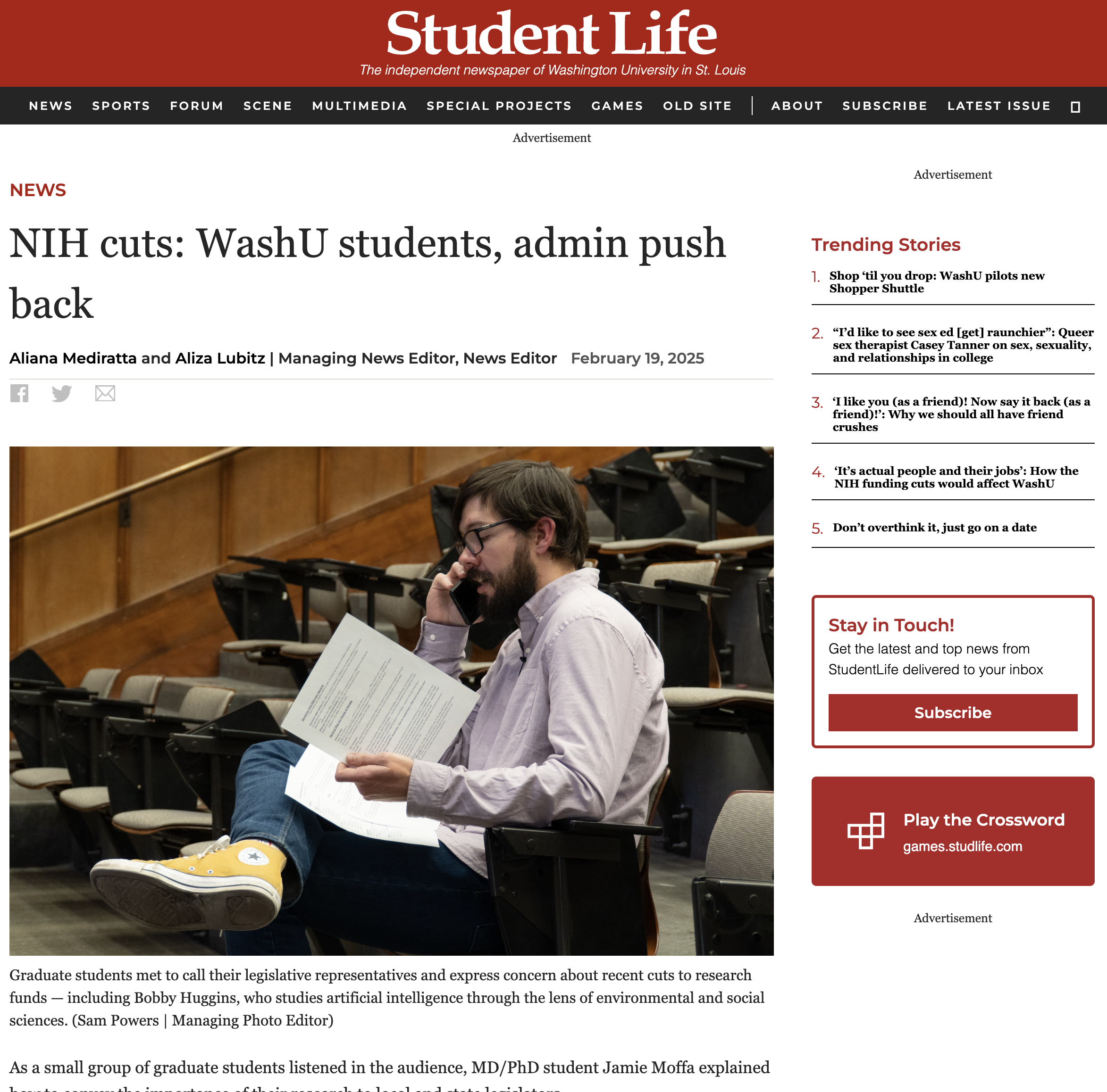 NIH cuts: WashU students, admin push back