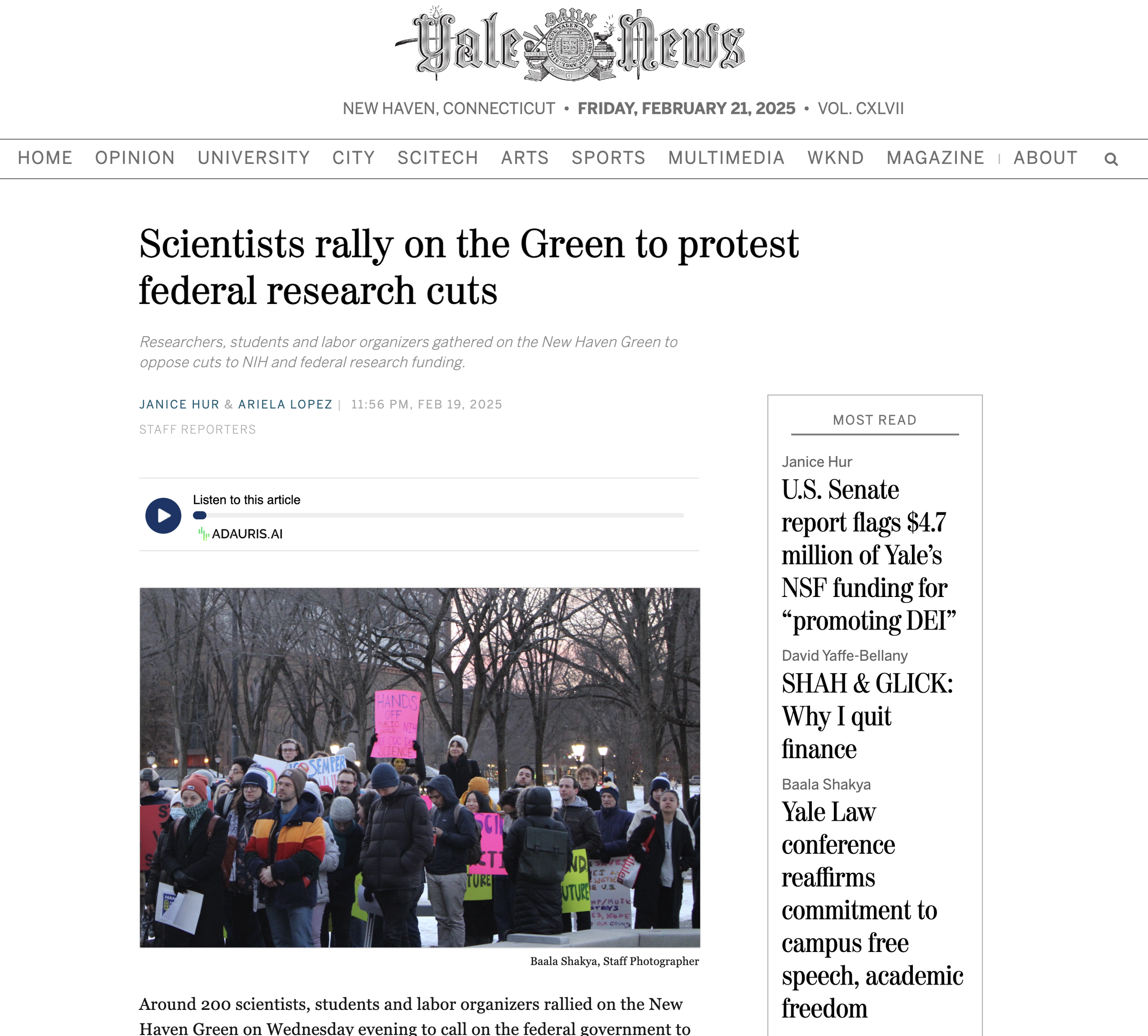 Scientists rally on the Green to protest federal research cuts