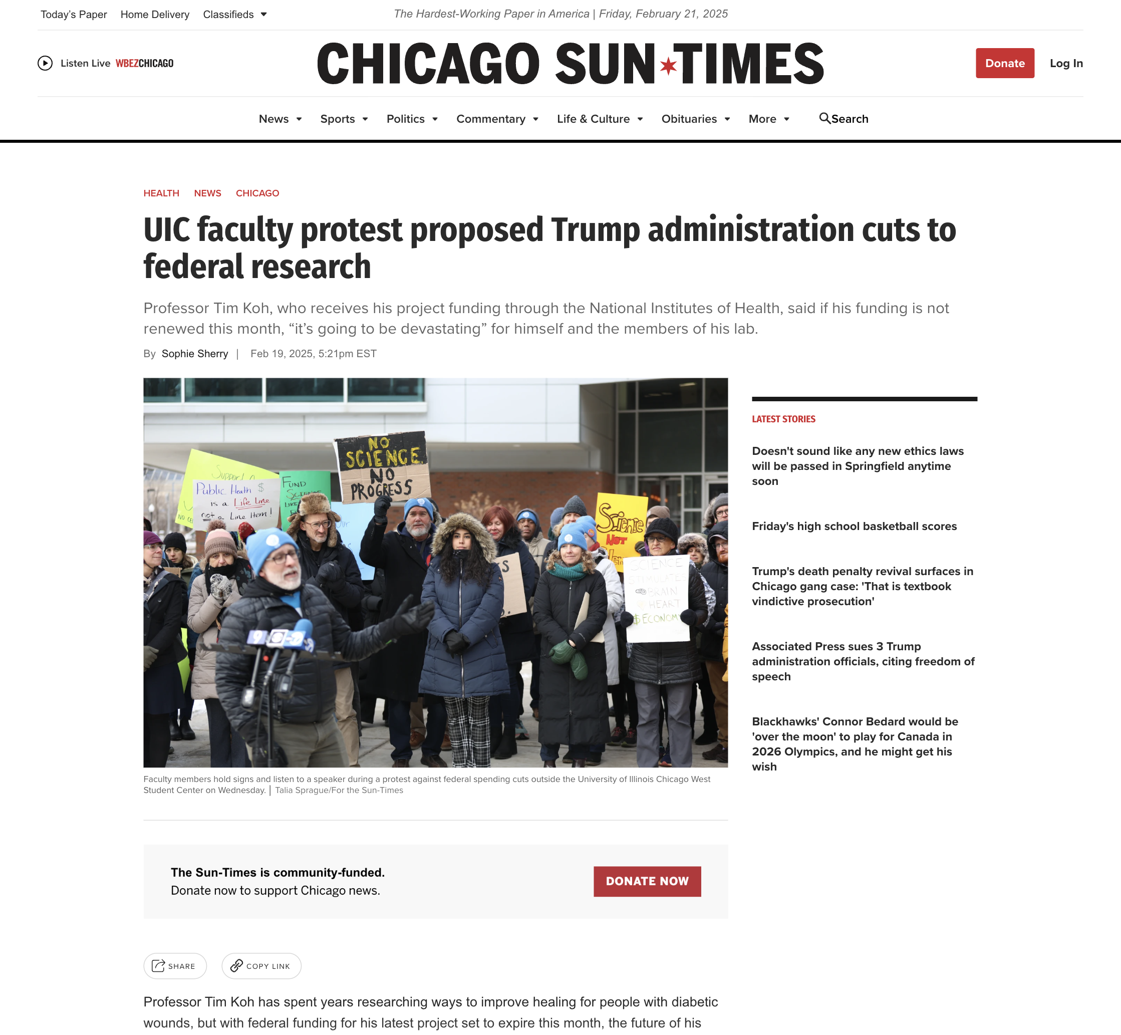 UIC faculty protest proposed Trump administration cuts to federal research