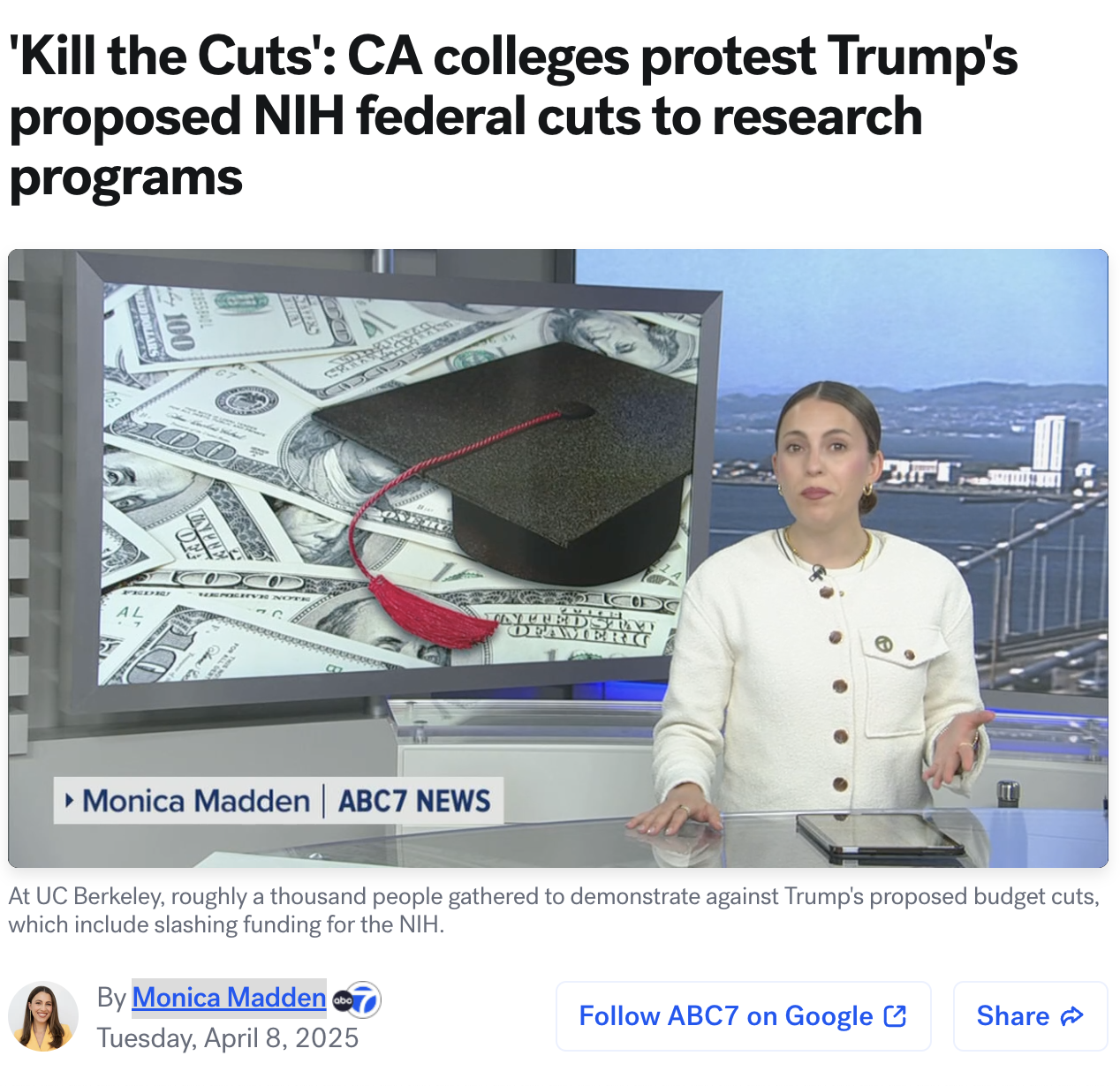 'Kill the Cuts': CA colleges protest Trump's proposed NIH federal cuts to research programs