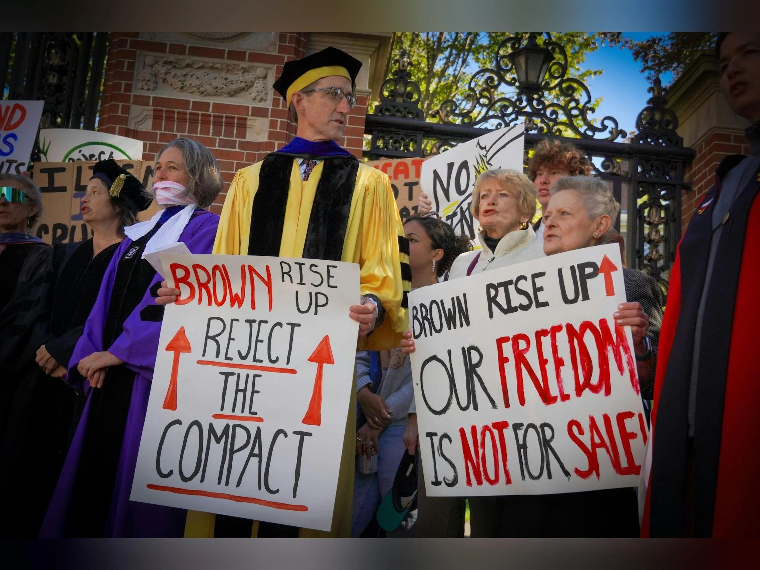 Over 100 Brown students, faculty rally against Trump administration compact