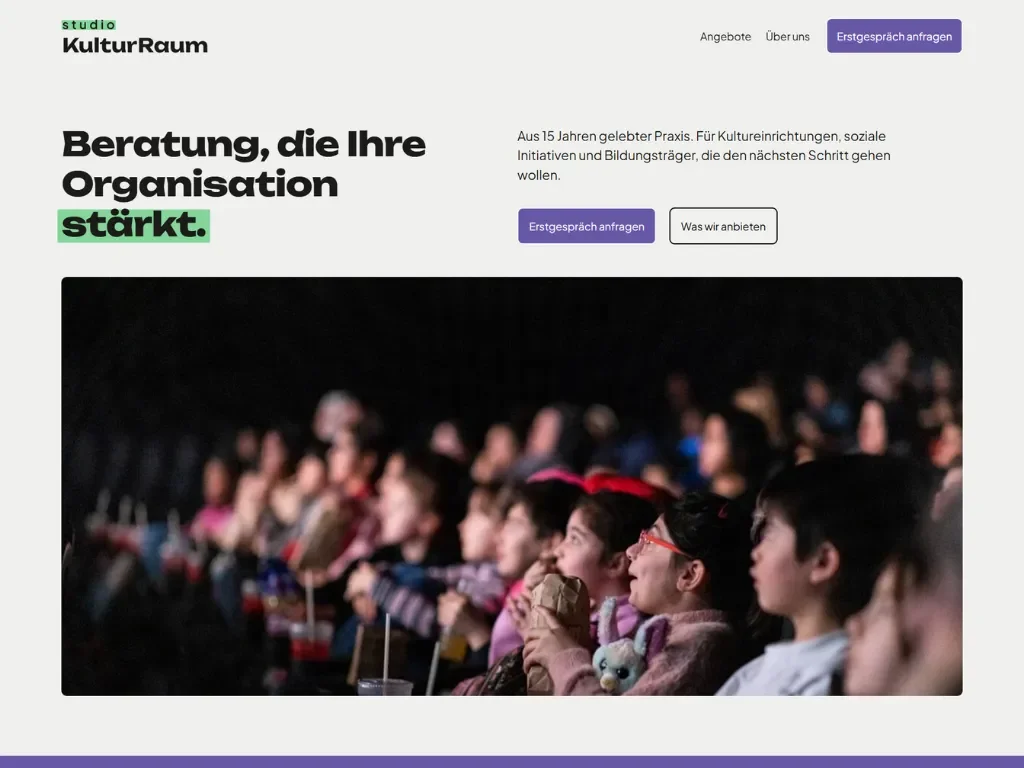 Screenshot der Homepage von Studio KulturRaum