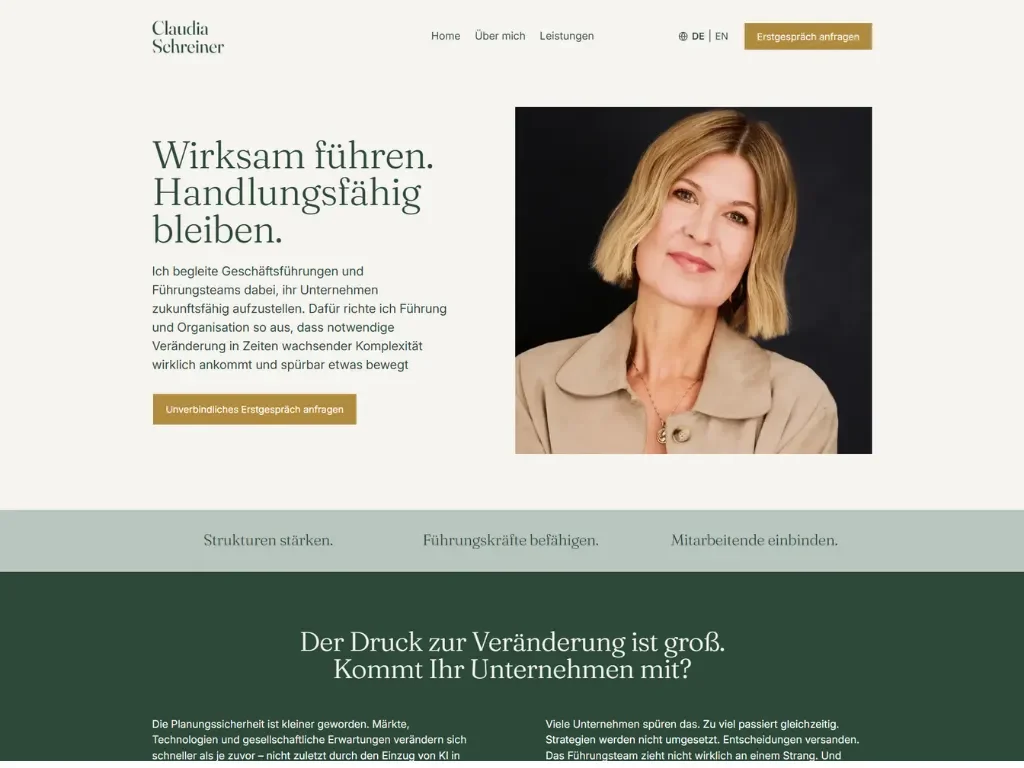 Screenshot der Homepage von Claudia Schreiner