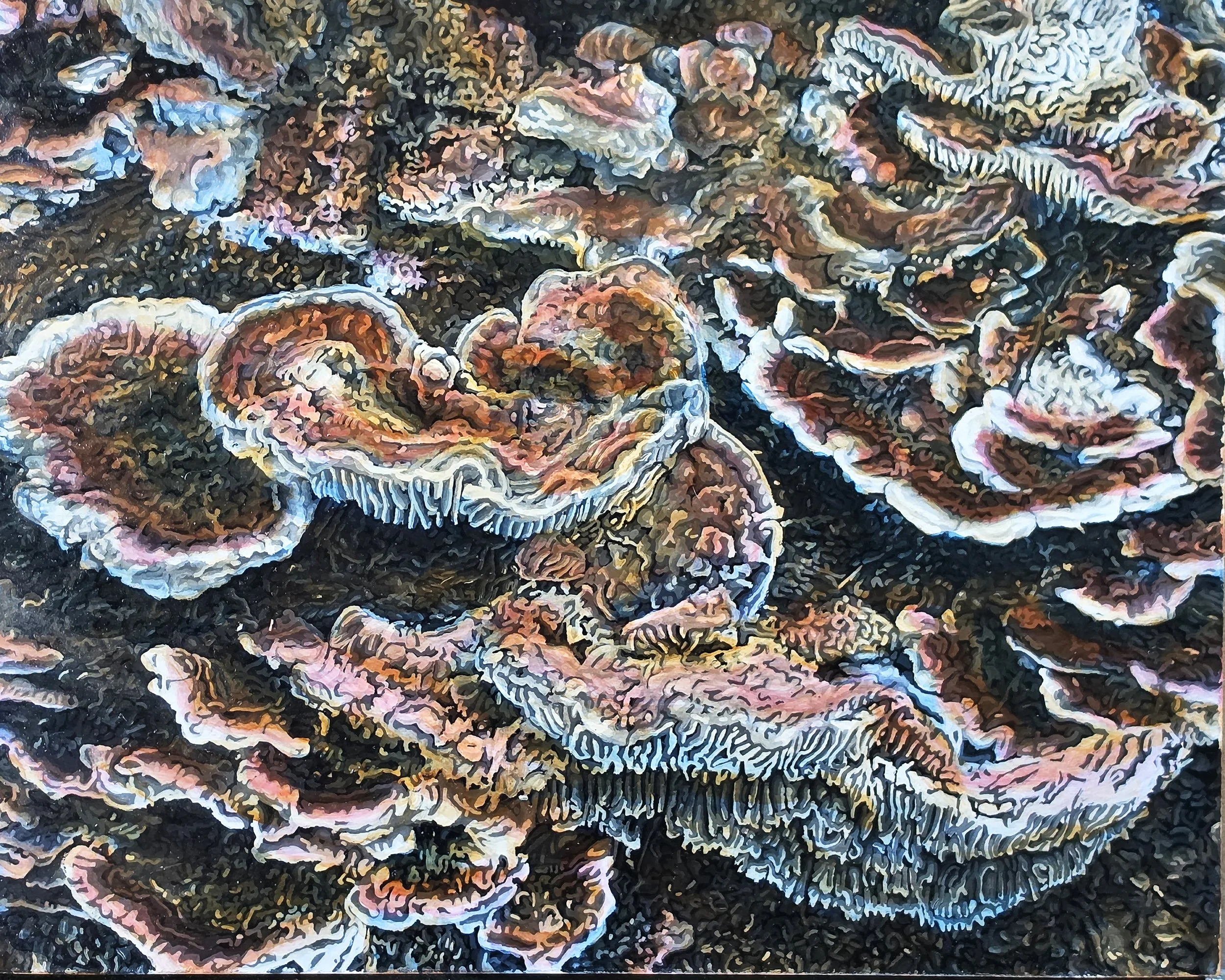 Stump Fungus. Oil and Acrylic on Panel. 8"x10". $400
