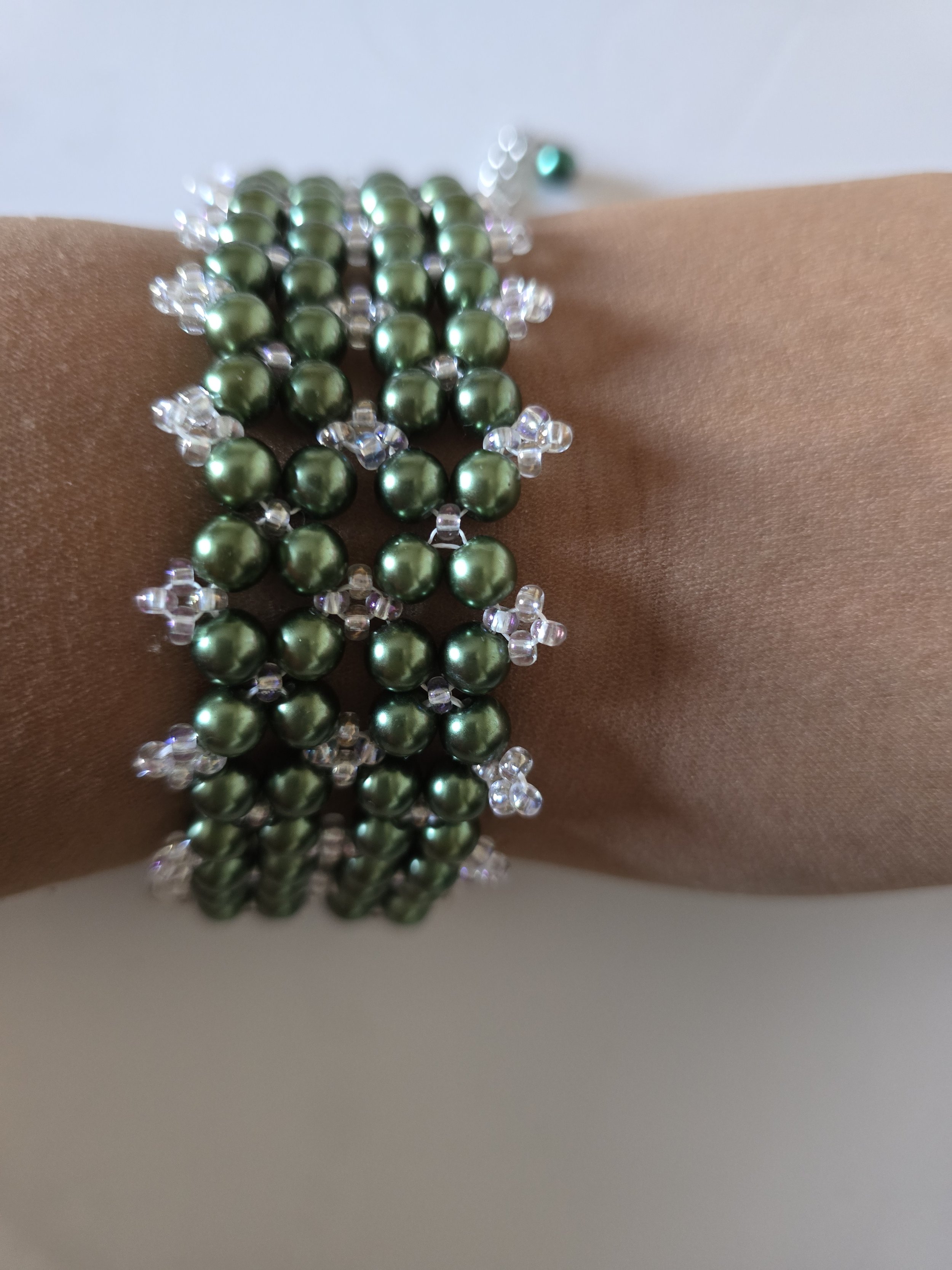 Forest Green Hand-Woven Statement Cuff