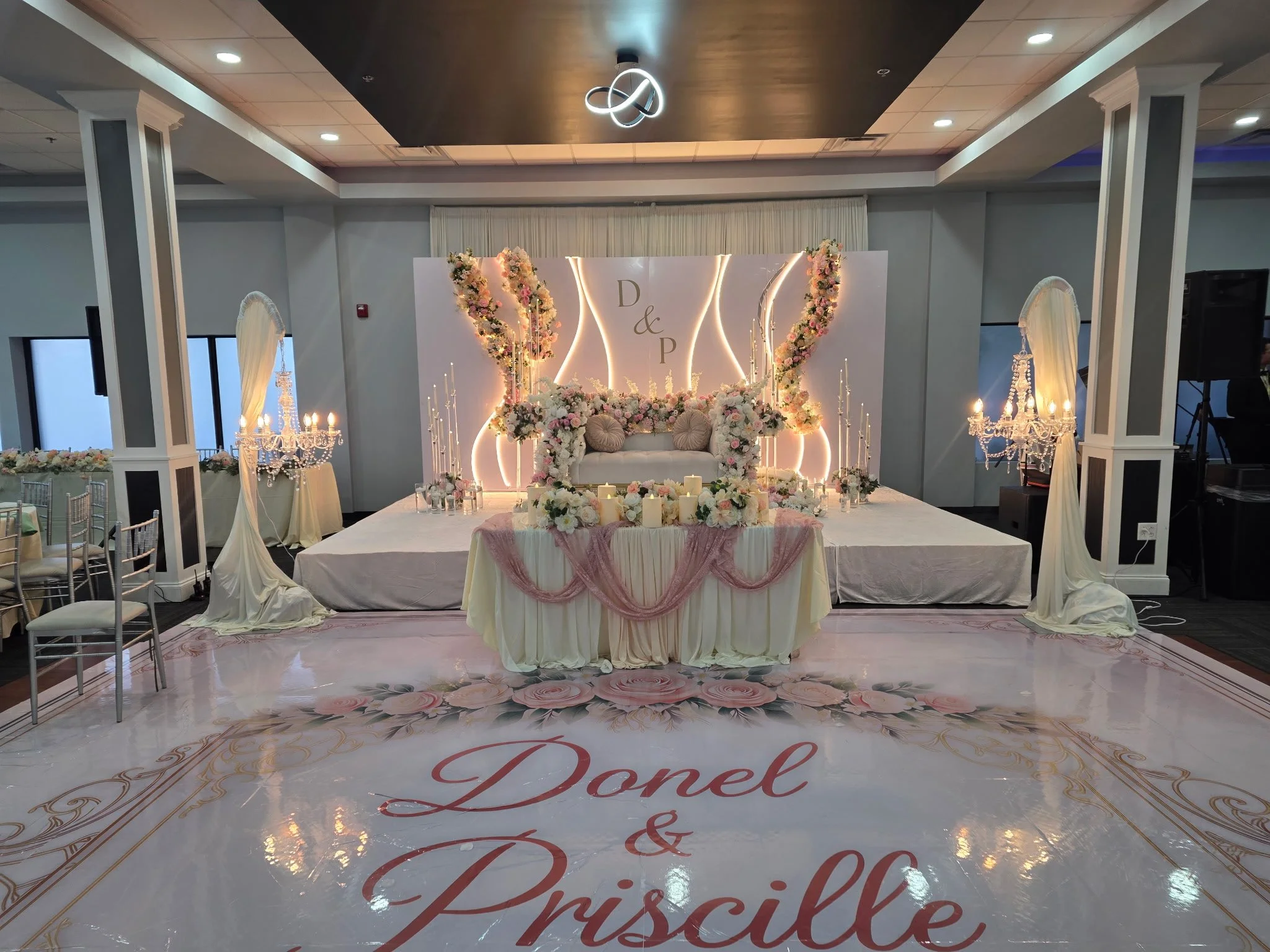 Wedding Reception, Floor wrap at Mill Run Event Center 
