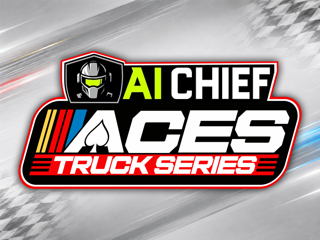 Logo for AI Chief ACES Truck Series with a racing background.