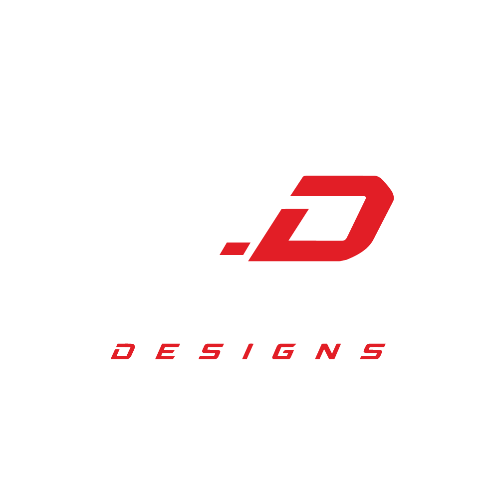 Logo for Shaffer Designs featuring stylized letters S and D in red and white, with a checkered pattern, on a black background.