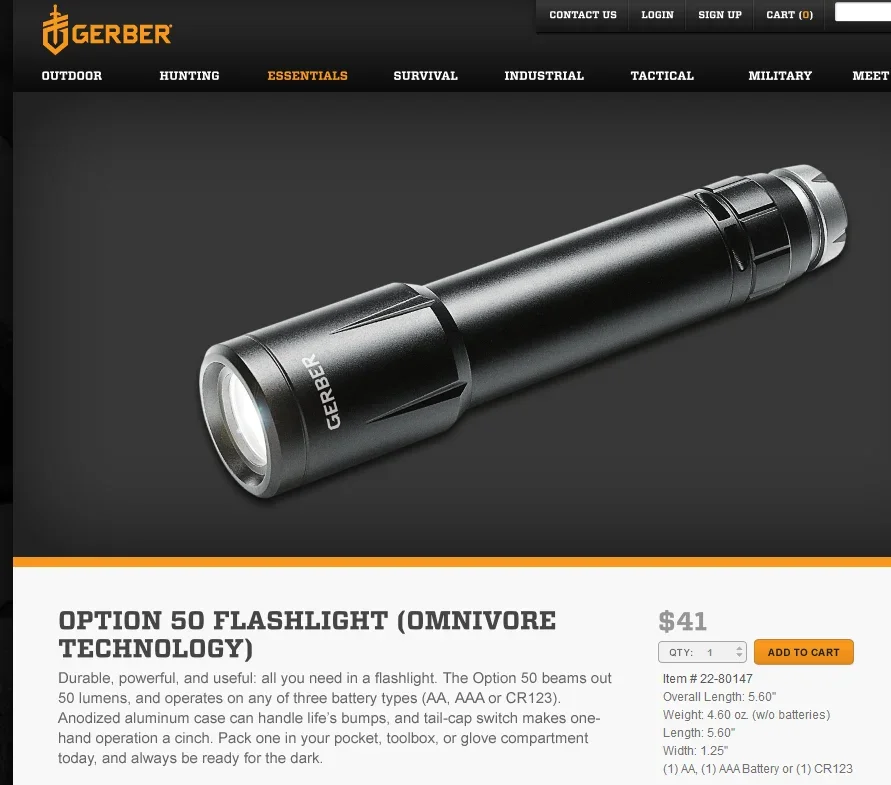 Gerber Gear product copy portfolio sample 2 - flashlight.webp